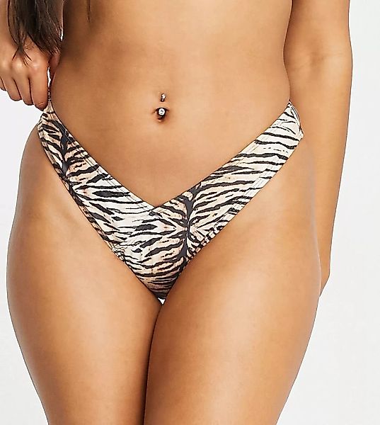 South Beach – Mix & Match – Bikinihose im V-Design mit Tigerfellmuster und günstig online kaufen