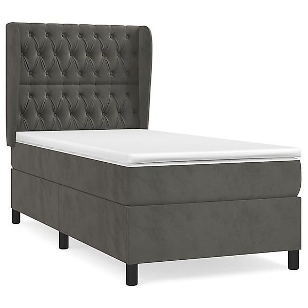 vidaXL Boxspringbett, Boxbett mit Matratze Dunkelgrau 100x200 cm Samt günstig online kaufen