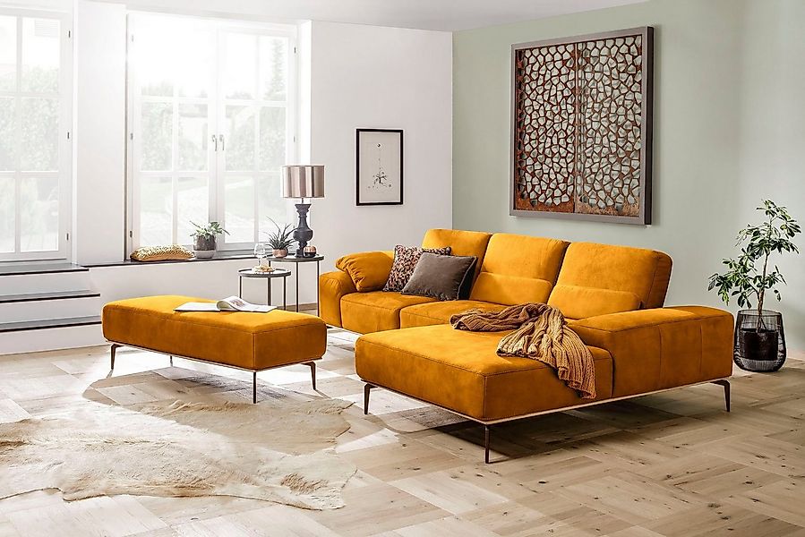 W.SCHILLIG Ecksofa run, Designsofa mit tollem Sitzkomfort, L-Form, mit Holz günstig online kaufen