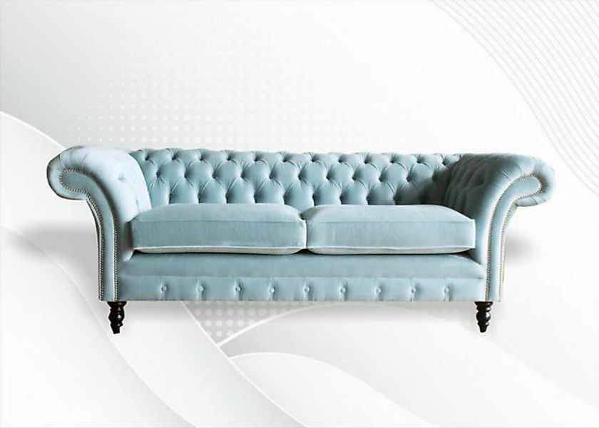 Xlmoebel Sofa Klassisches blaues Chesterfield-Sofa aus Leder mit Polsterung günstig online kaufen