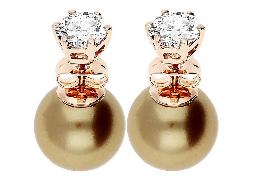 LÖB Paar Ohrstecker 18K Roségold vergoldet Zirkonia Doppel Perle Kugel Perl günstig online kaufen
