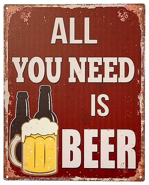 Blechschild Dekoschild - All You need is Beer - Nostalgie Vintage-Style 25x günstig online kaufen