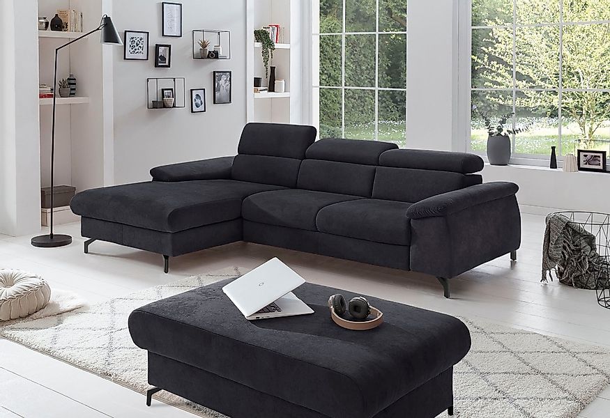 COTTA Ecksofa "Kitty L-Form, B: 242 cm" mit Kopfteilverstellung, optional B günstig online kaufen