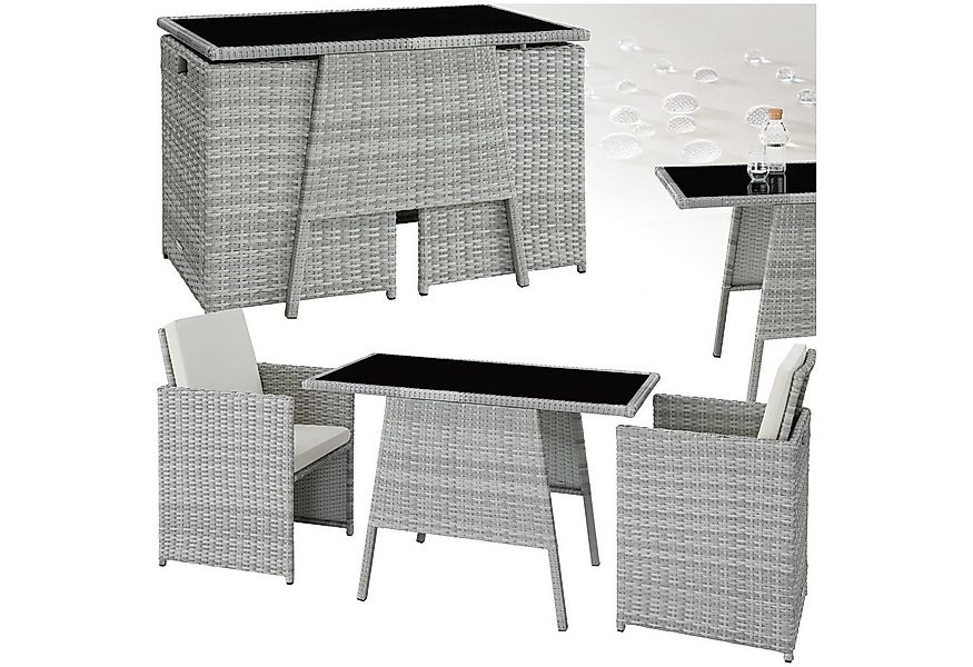 tectake Sitzgruppe Rattan Sitzgruppe, (Set., 3-tlg), Tisch mit abnehmbarer günstig online kaufen