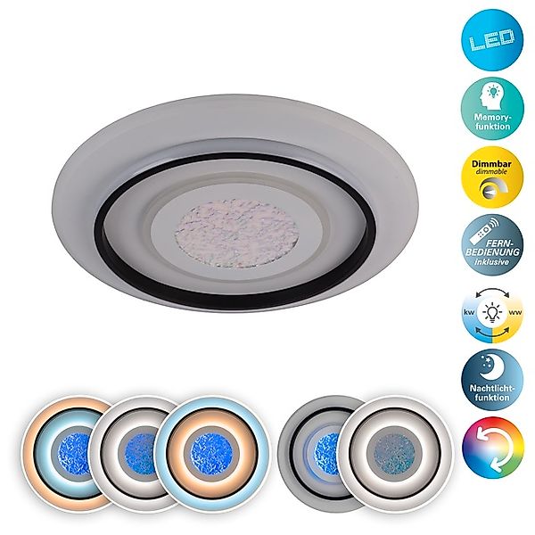 näve LED Deckenleuchte »Stelios« LED-Modul 1 Stk. RGB   warmweiß - kaltweiß günstig online kaufen