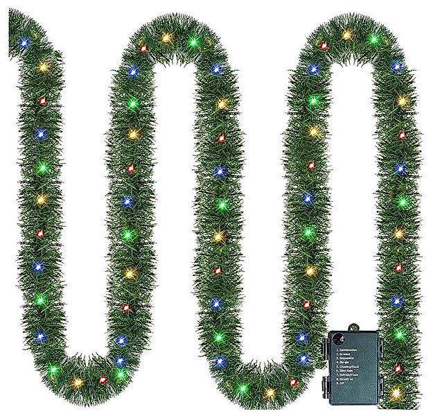 Kunstgirlande Weihnachtsgirlande 50 LEDs Künstliche Grüne, 8 Modi, Batterie günstig online kaufen