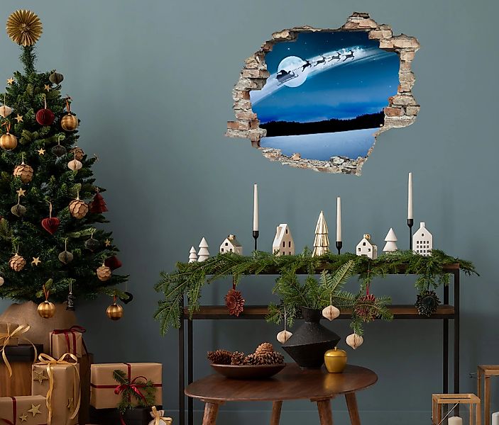 queence 3D-Wandtattoo "Der Weihnachtsmann im Schlitten" selbstklebender Wan günstig online kaufen