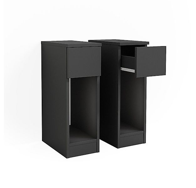 Vicco Nachtschrank Enton, Schwarz, 20 x 59.5 cm 2er Set günstig online kaufen