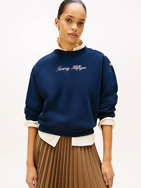 Tommy Hilfiger Sweatshirt "GOLD BTN SCRIPT FLEECE SWTSRT", mit goldfarbenen günstig online kaufen