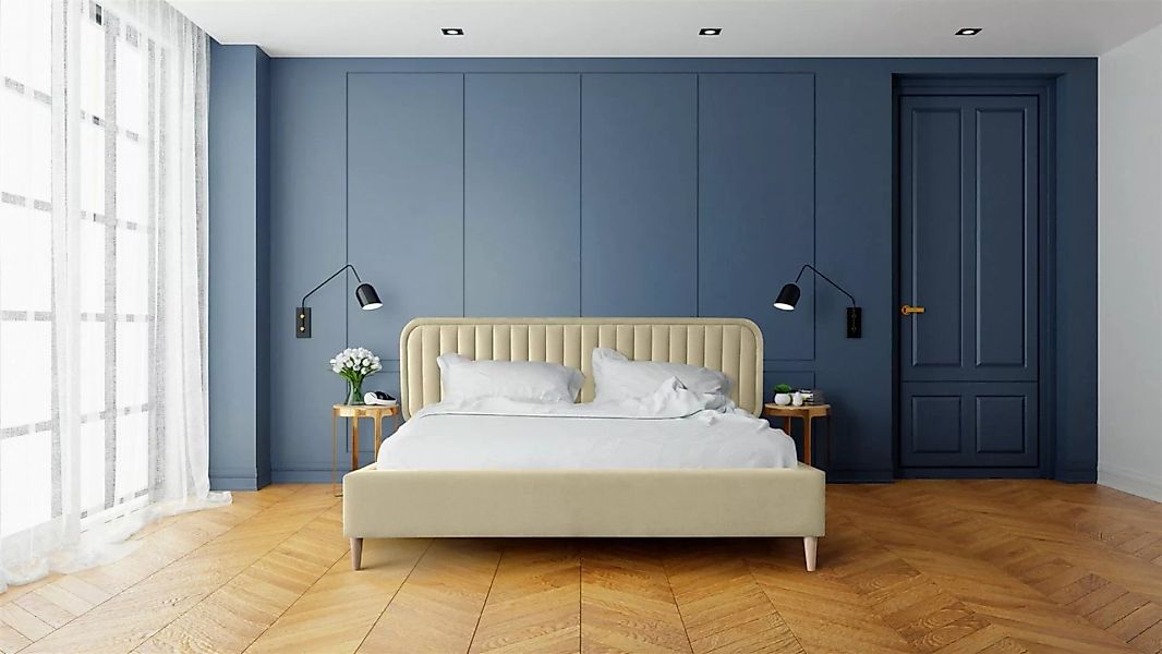 Fun Möbel Polsterbett Schlafzimmerbett Doppelbett MIAMI in Stoff (Kompletts günstig online kaufen