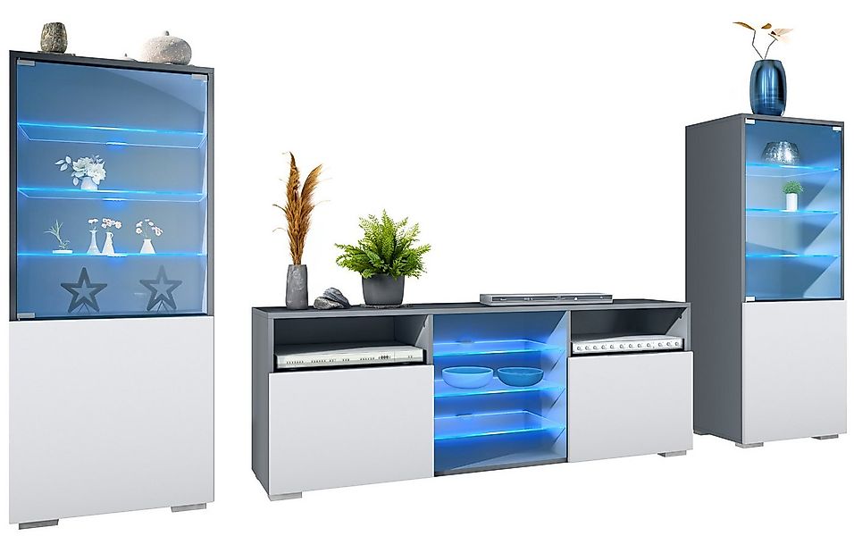 Vladon Wohnwand Granada, (Anbauwand, bestehend aus 2 Vitrinen, 1 TV-Board u günstig online kaufen