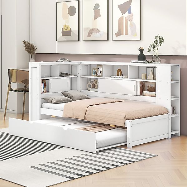 Flieks Massivholzbett, Holzbett 90x200cm mit Ladeanschluss/ günstig online kaufen