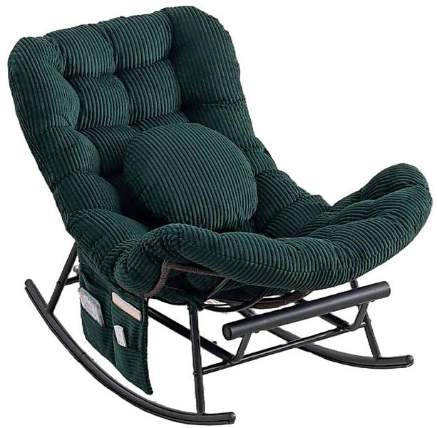 LVHOM Schaukelstuhl mit ausziehbarer Fußstütze, gepolstertem Kissen, Metall günstig online kaufen