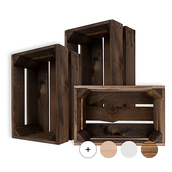 Creative Deco Holzkiste 3x Weinkisten Set Obstkiste Holz (3 Kisten) günstig online kaufen