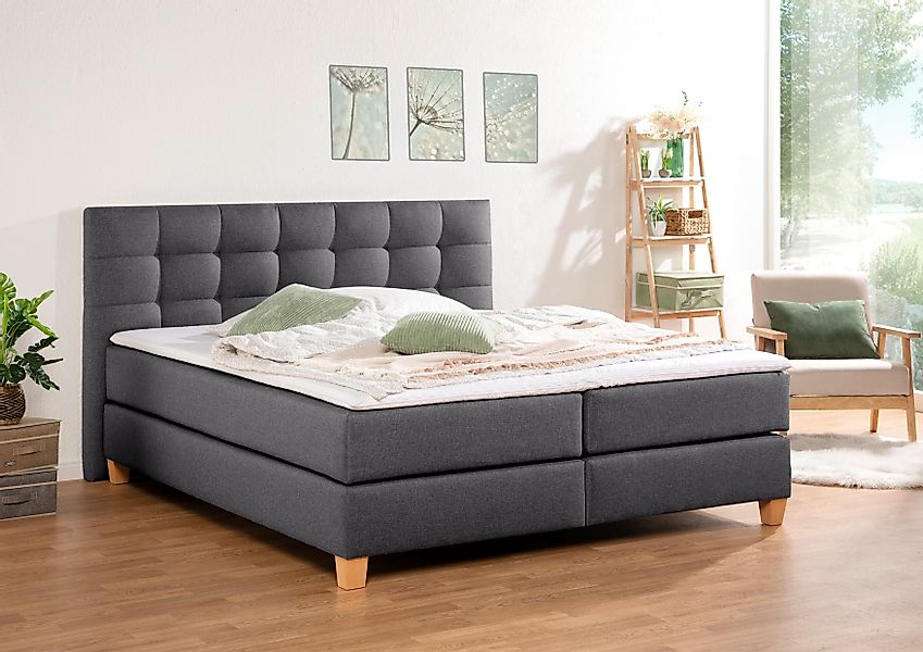 Home affaire Boxspringbett "Moulay" inkl. Topper, in Überlänge 220 cm, 3 Hä günstig online kaufen