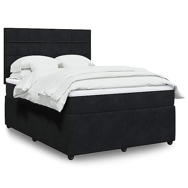 vidaXL Boxspringbett mit Matratze Schwarz 140x190 cm Samt 3294636 günstig online kaufen