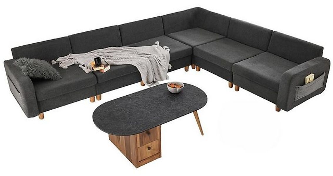 JVmoebel Ecksofa Ecksofa L-Form Sofa Grau Stoffsofa Polstersofa Großes Couc günstig online kaufen