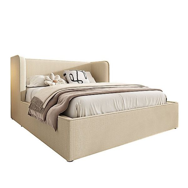 VISTEFLY Polsterbett Hydraulik-Doppelbett 180cm, Grau Leinen, Stauraum + Se günstig online kaufen