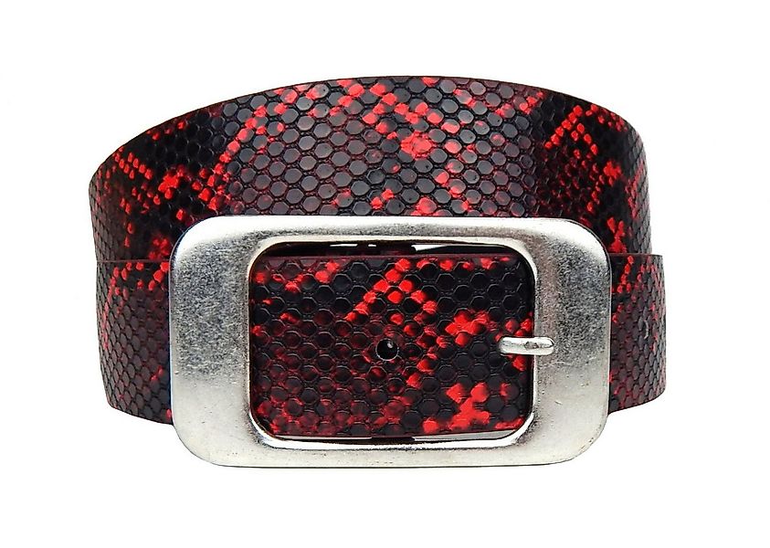 Ella Jonte Koppelgürtel Animalprint Schlange rot schwarz - Leder-Mix Vintag günstig online kaufen
