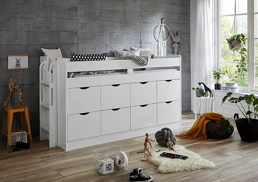 Relita Hochbett Flori mit 8 Schubladen, günstig online kaufen