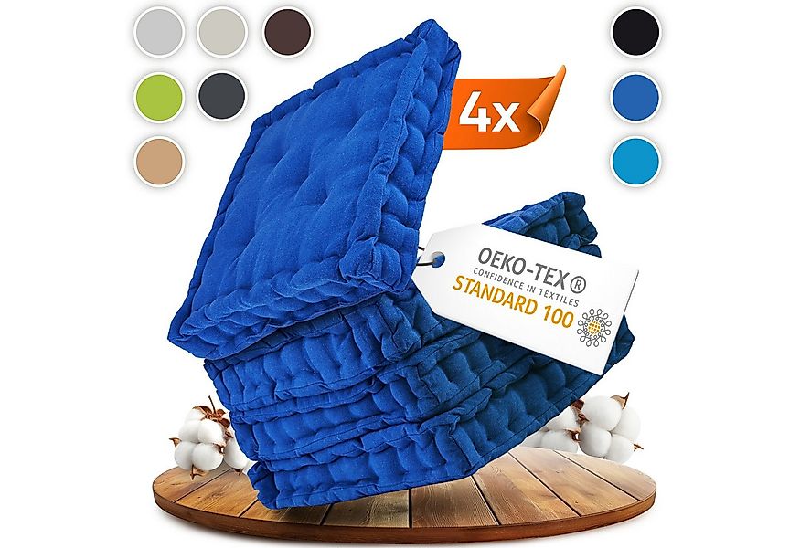 Gräfenstayn Sitzkissen 4er Set 40x40 cm mit 8 cm Polsterung aus 100 % Baumw günstig online kaufen