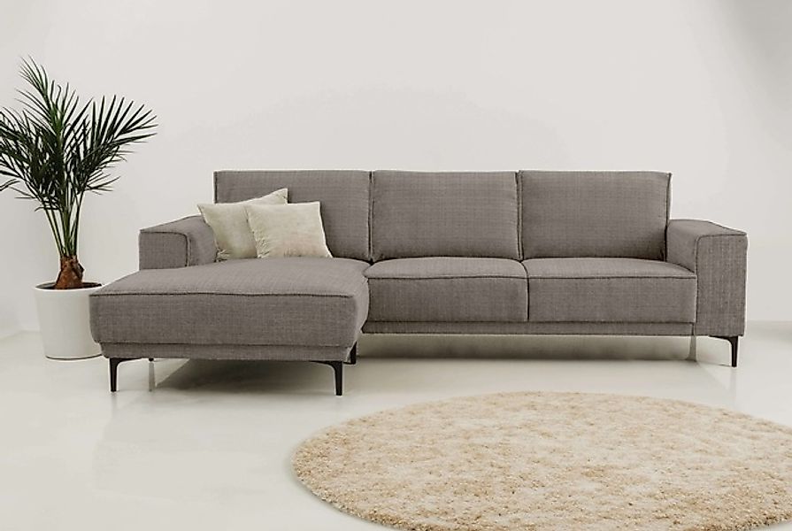 Places of Style Ecksofa »Polsterecke Oland, Struktur, Flachgewebe, Luxus-Mi günstig online kaufen