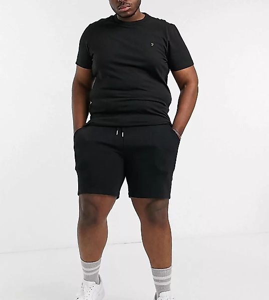 Farah Plus – Durrington – Shorts aus Bio-Jersey in Schwarz günstig online kaufen