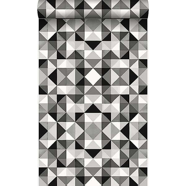 Origin Luxury Wallcoverings Tapete Kubistisches Muster Schwarz Und Weiß 53 günstig online kaufen