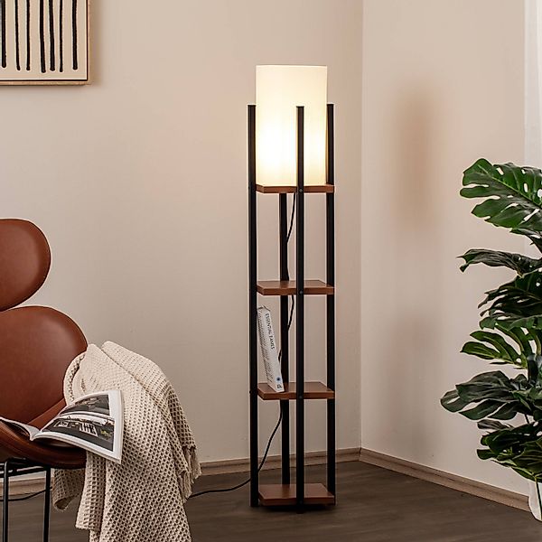 Stehleuchte Shelf, schwarz/kupfer, Stoff, Höhe 130 cm, E27 günstig online kaufen