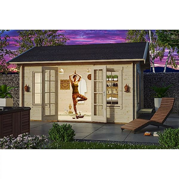 Skan Holz Holz-Gartenhaus Montral 1 DL Natur 420 cm x 300 cm günstig online kaufen