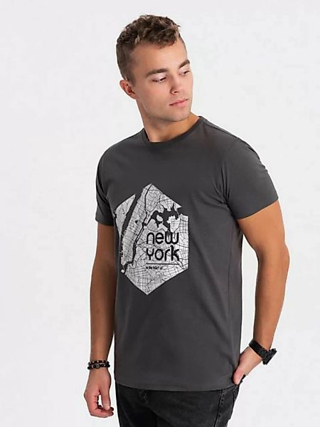 OMBRE Print-Shirt Herren-T-Shirt aus Baumwolle mit Kartenmotiv -. günstig online kaufen