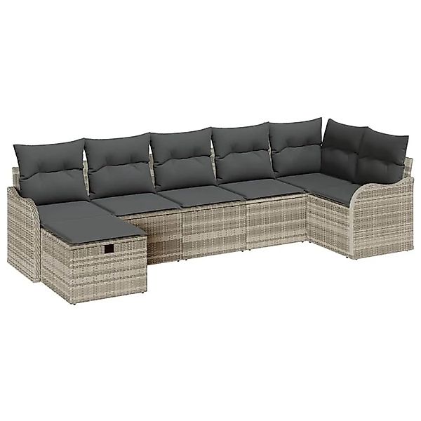 vidaXL Sofa Set mit Kissen mit Speicher Hellgrau Poly-Rattan 3359001 günstig online kaufen