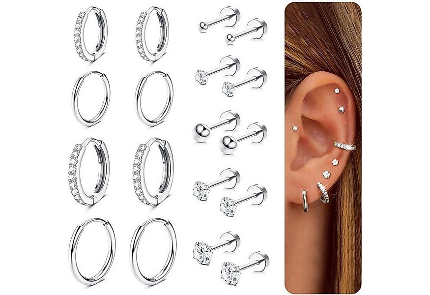 LuxusKollektion Schmuckset Ohrstecker 9Paar 316L Cubic Zirkonia Hypoallerge günstig online kaufen