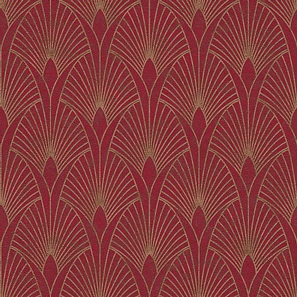 Bricoflor 20er Jahre Tapete Rot Gold Edle Vliestapete mit Art Deco Ornament günstig online kaufen