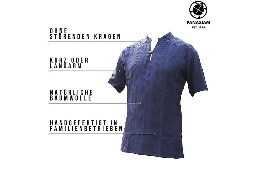 PANASIAM Kurzarmhemd Fischerhemd Herren - Fisherman Shirt aus 100% Baumwoll günstig online kaufen