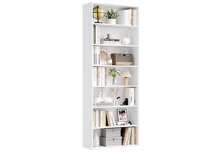 Homfa Bücherregal, 210cm Standregal, Bücherschrank mit 7 Fächern, weiß günstig online kaufen