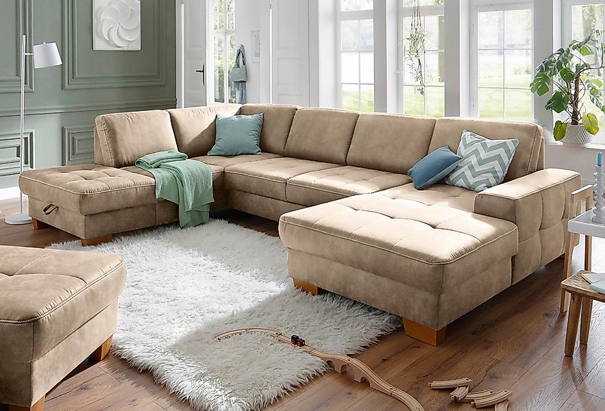 Home affaire Wohnlandschaft "Puccini U-Form" mit Federkern, Sitztiefenverst günstig online kaufen