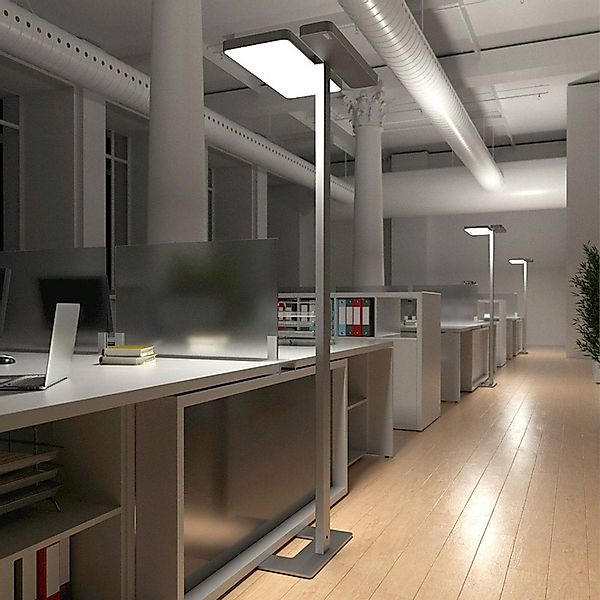 Arcchio LED-Bürostehlampe Aila, silber, Tageslichtsensor günstig online kaufen
