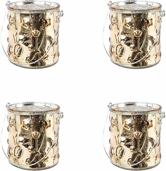 Creativ deco Windlicht "Weihnachtsdeko" Glas mit Stern-Struktur günstig online kaufen