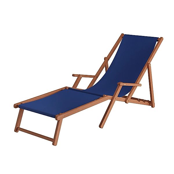 Erst-Holz Liegestuhl XXL Sonnenliege Holz Deckchair aus Buche 10-500 Blau günstig online kaufen