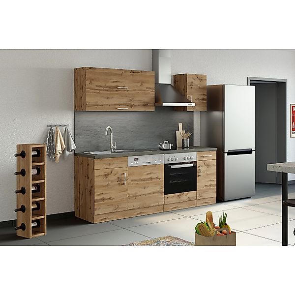 Held Möbel Küchenzeile Sorrento 210 cm Wotaneiche-Wotaneiche ohne E-Geräte günstig online kaufen