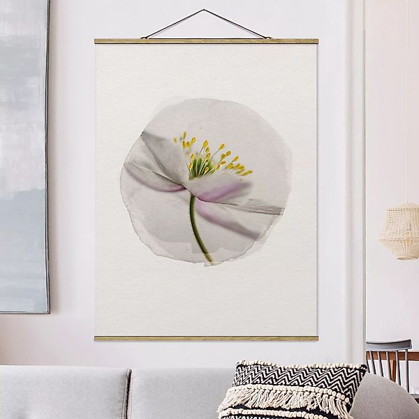 Stoffbild Blumen mit Posterleisten - Hochformat Wasserfarben - Nemorosa günstig online kaufen