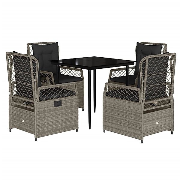 vidaXL 5-Tlg Garten-Essgruppe mit Kissen Hellgrau Poly Rattan 3263028 günstig online kaufen