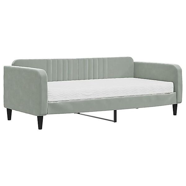 vidaXL Bett, Tagesbett mit Matratze Hellgrau 90x190 cm Samt günstig online kaufen