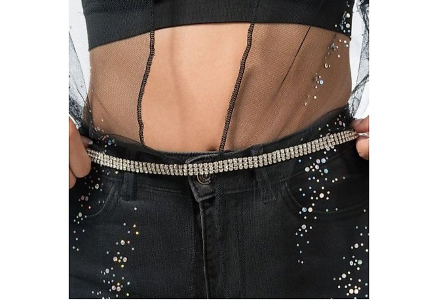 CHAKS Kostüm Festival Damen Gürtel mit Strass 113 cm, Silber günstig online kaufen