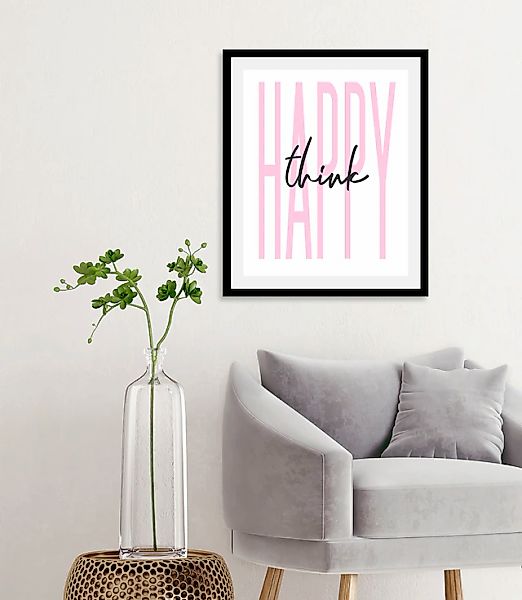 queence Bild »think happy«, Schriftzüge-Schriftzug-Sprüche & Texte-Humor-Mo günstig online kaufen