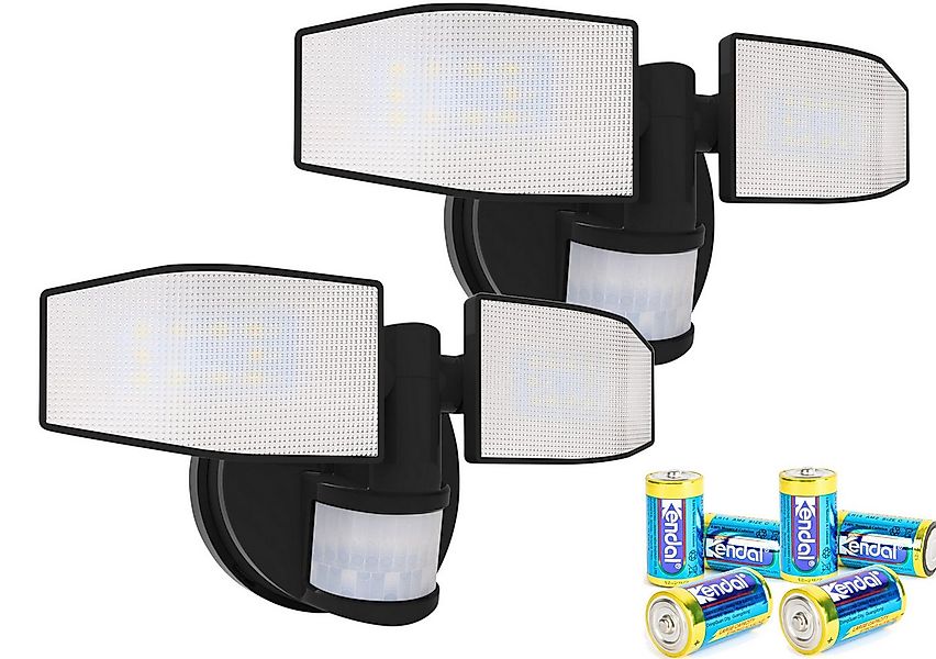 Northpoint LED Wandstrahler Bewegungsmelder 2 Fluter-Köpfe Schwenkbar Batte günstig online kaufen