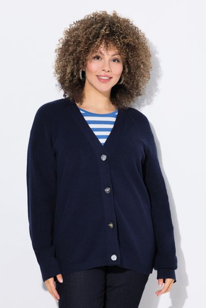 Ulla Popken Cardigan Strickjacke Knöpfe V-Ausschnitt günstig online kaufen
