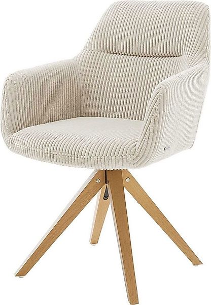 DELIFE Polsterstuhl Pejo-Flex, Holzgestell kantig Natur Cord Beige Taschenf günstig online kaufen