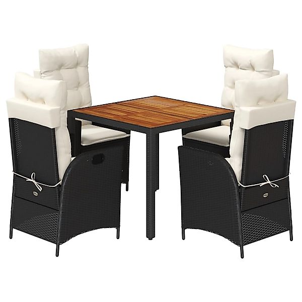 vidaXL 5-Tlg Garten-Essgruppe mit Kissen Schwarz Poly Rattan 3213086 günstig online kaufen